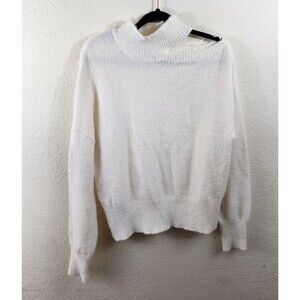 Jessica Simpson Womens L White Long Sleeve Cut Out Shoulder Pullover Sweater